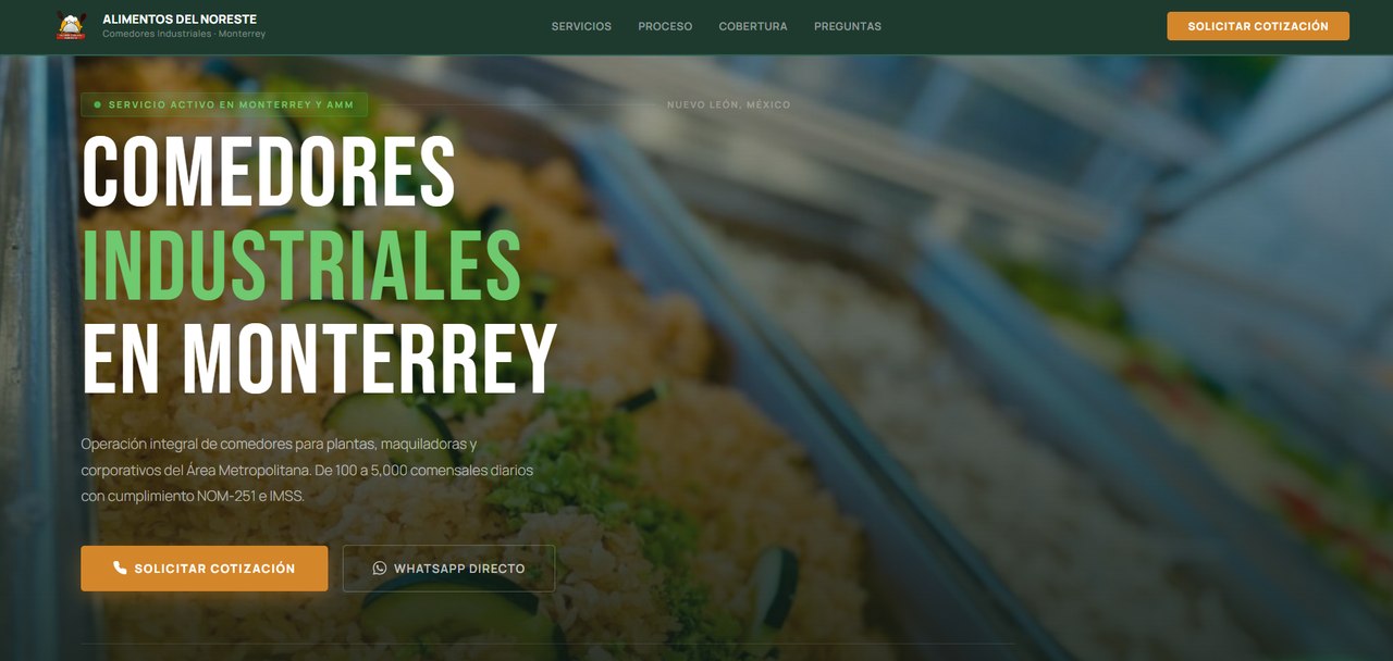 Alimentos del Noreste — landing page alimentosdelnoreste.com