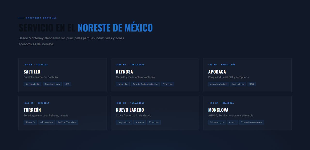 Cobertura regional del sitio: Saltillo, Reynosa, Apodaca, Torreón, Nuevo Laredo y Monclova